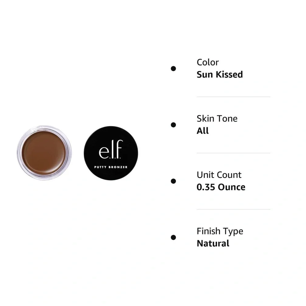 2- e.l.f. Putty Bronzer Infused with Argan Oil & Vitamin E, Sun Kissed, 0.35 Oz